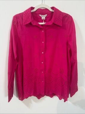 Nanette Nanette Lepore Eyelet Button-Front Top w/ Same Color Cami - Size M